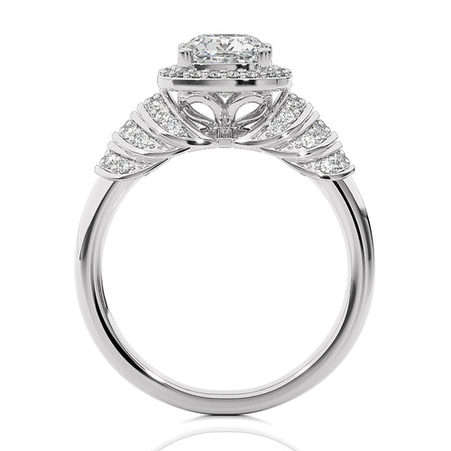 Designer Frill Diamond Halo Engagement Band Ring