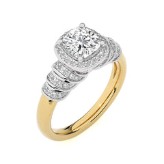 Designer Frill Diamond Halo Engagement Band Ring