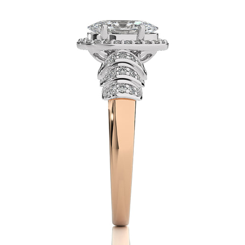 Designer Frill Diamond Halo Engagement Band Ring