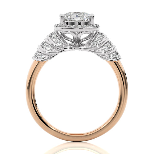 Designer Frill Diamond Halo Engagement Band Ring