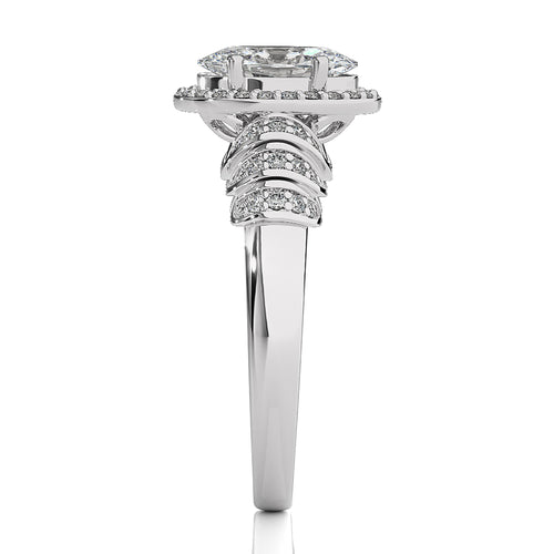 Designer Frill Diamond Halo Engagement Band Ring