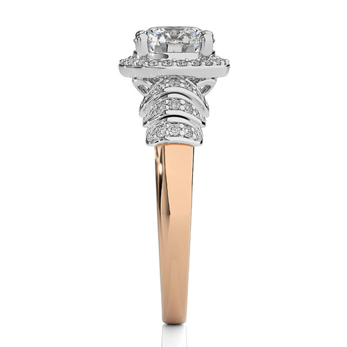 Designer Frill Diamond Halo Engagement Band Ring