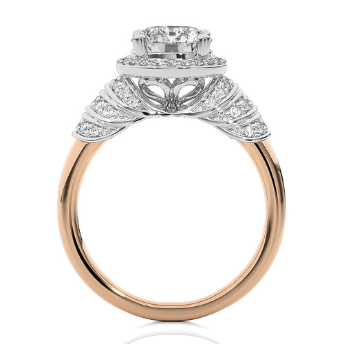 Designer Frill Diamond Halo Engagement Band Ring