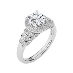 Designer Frill Diamond Halo Engagement Band Ring