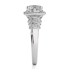 Designer Frill Diamond Halo Engagement Band Ring