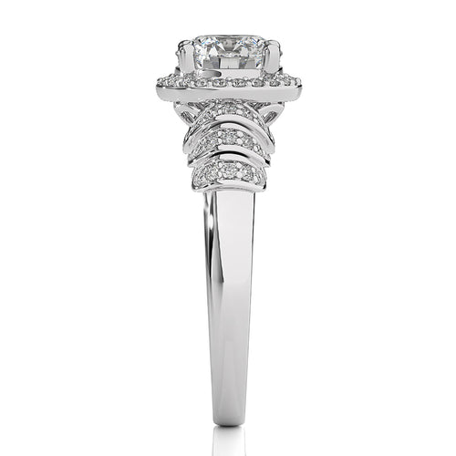 Designer Frill Diamond Halo Engagement Band Ring