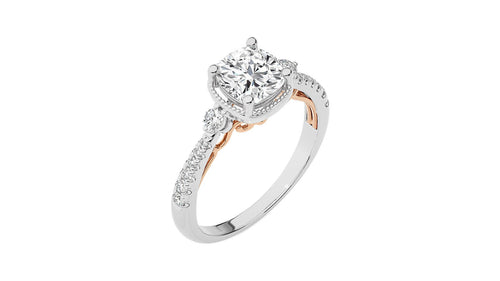Vintage Style Diamond Halo Engagement Ring