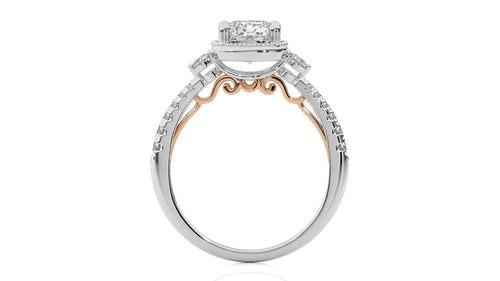 Vintage Style Diamond Halo Engagement Ring