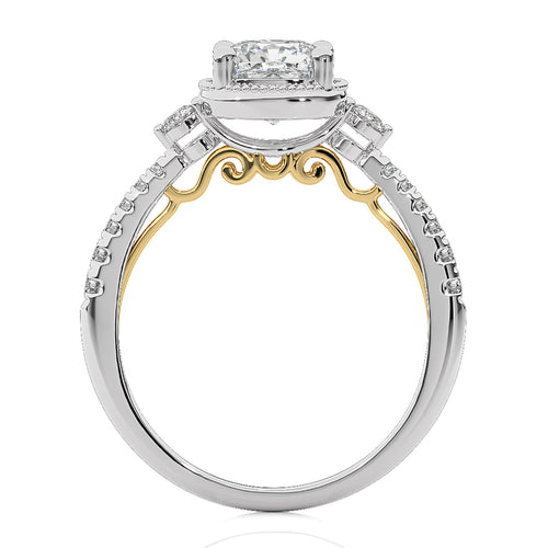 Vintage Style Diamond Halo Engagement Ring