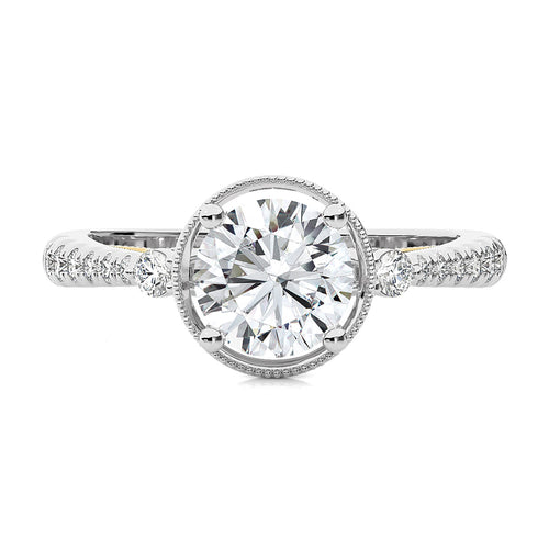 Vintage Style Diamond Halo Engagement Ring