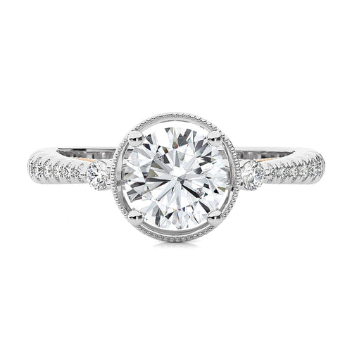 Vintage Style Diamond Halo Engagement Ring