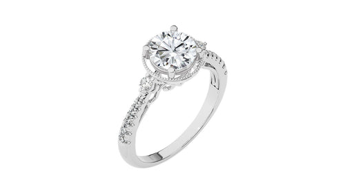 Vintage Style Diamond Halo Engagement Ring