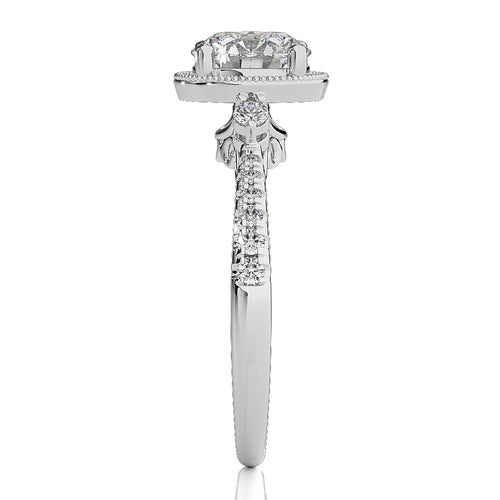 Vintage Style Diamond Halo Engagement Ring