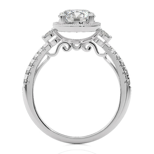 Vintage Style Diamond Halo Engagement Ring