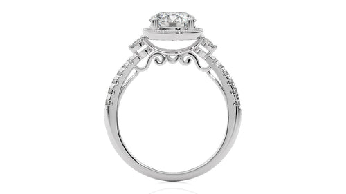 Vintage Style Diamond Halo Engagement Ring
