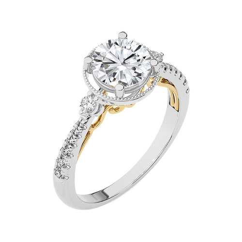 Vintage Style Diamond Halo Engagement Ring