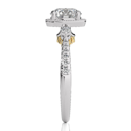 Vintage Style Diamond Halo Engagement Ring