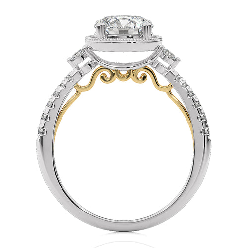 Vintage Style Diamond Halo Engagement Ring