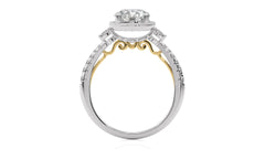 Vintage Style Diamond Halo Engagement Ring