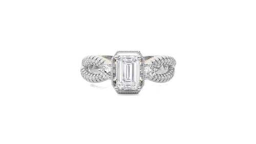 Classic Twisted Split Shank Diamond Halo Engagement Ring