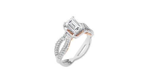 Classic Twisted Split Shank Diamond Halo Engagement Ring