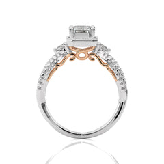 Classic Twisted Split Shank Diamond Halo Engagement Ring