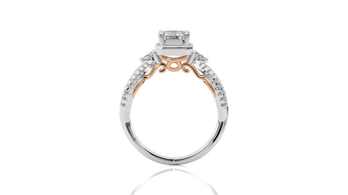 Classic Twisted Split Shank Diamond Halo Engagement Ring