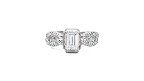 Classic Twisted Split Shank Diamond Halo Engagement Ring