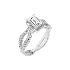 Classic Twisted Split Shank Diamond Halo Engagement Ring