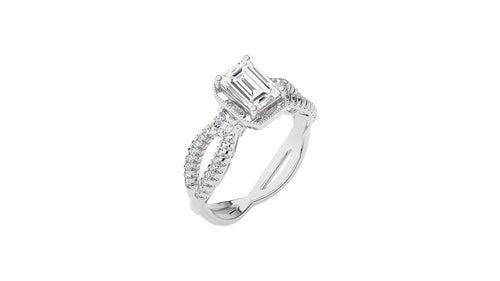 Classic Twisted Split Shank Diamond Halo Engagement Ring