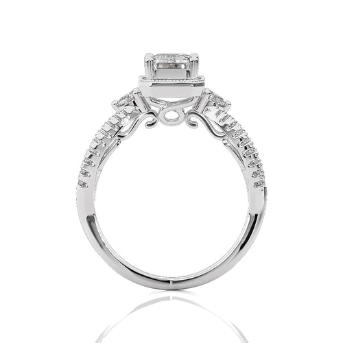 Classic Twisted Split Shank Diamond Halo Engagement Ring