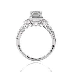 Classic Twisted Split Shank Diamond Halo Engagement Ring