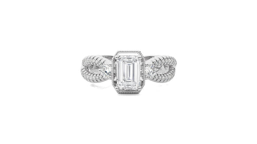 Classic Twisted Split Shank Diamond Halo Engagement Ring