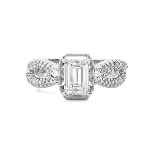 Classic Twisted Split Shank Diamond Halo Engagement Ring