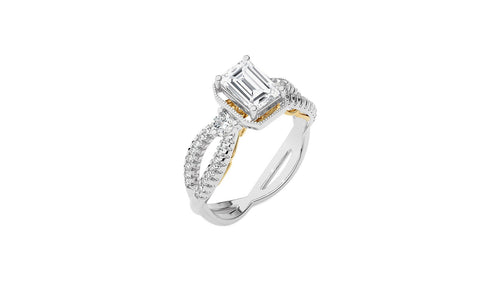 Classic Twisted Split Shank Diamond Halo Engagement Ring