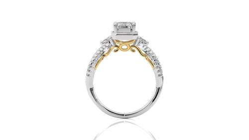 Classic Twisted Split Shank Diamond Halo Engagement Ring