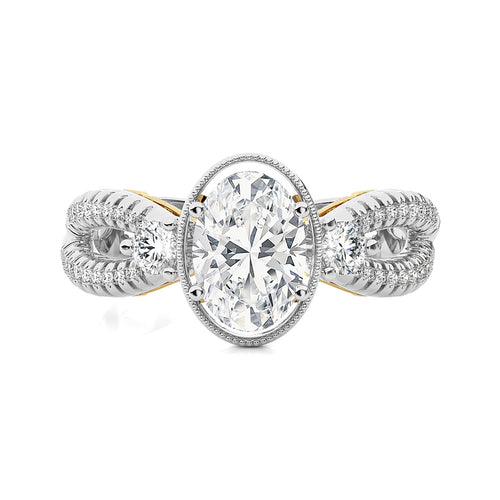 Classic Twisted Split Shank Diamond Halo Engagement Ring