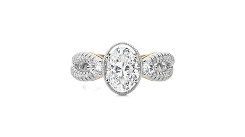 Classic Twisted Split Shank Diamond Halo Engagement Ring