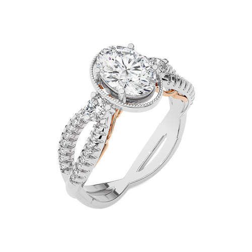 Classic Twisted Split Shank Diamond Halo Engagement Ring