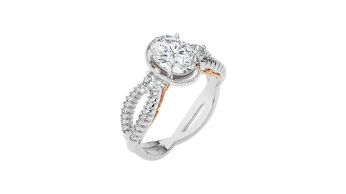 Classic Twisted Split Shank Diamond Halo Engagement Ring