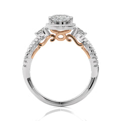Classic Twisted Split Shank Diamond Halo Engagement Ring