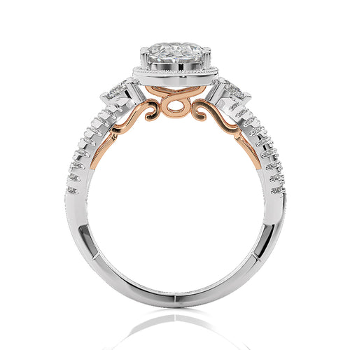 Classic Twisted Split Shank Diamond Halo Engagement Ring