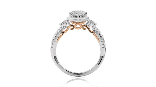 Classic Twisted Split Shank Diamond Halo Engagement Ring