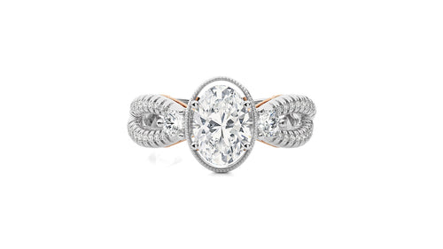 Classic Twisted Split Shank Diamond Halo Engagement Ring