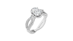 Classic Twisted Split Shank Diamond Halo Engagement Ring