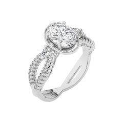 Classic Twisted Split Shank Diamond Halo Engagement Ring