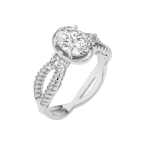 Classic Twisted Split Shank Diamond Halo Engagement Ring