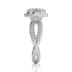 Classic Twisted Split Shank Diamond Halo Engagement Ring