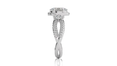 Classic Twisted Split Shank Diamond Halo Engagement Ring