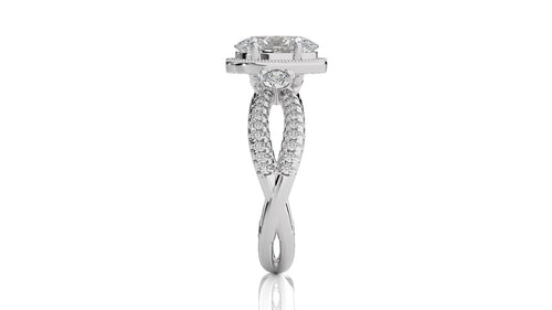 Classic Twisted Split Shank Diamond Halo Engagement Ring